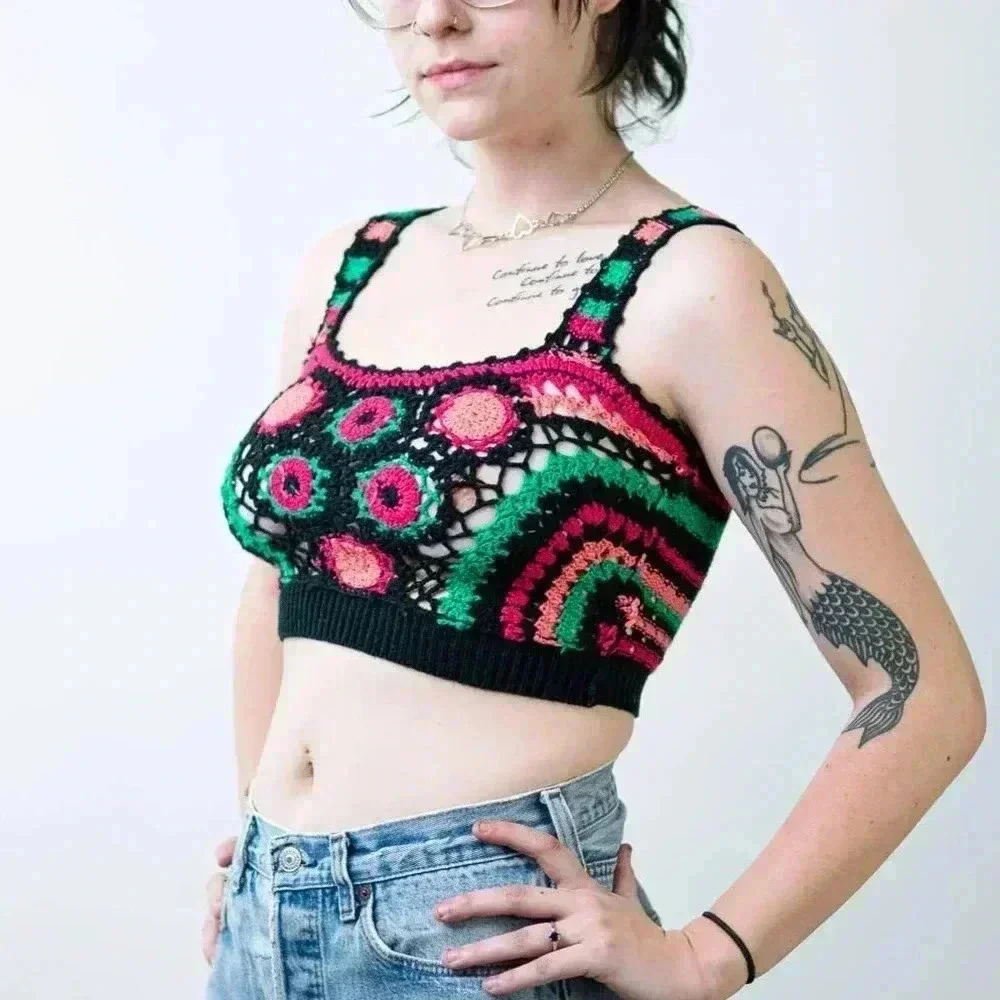 Handmade Crochet Knit Crop Top - S/M - Picture 6 of 7